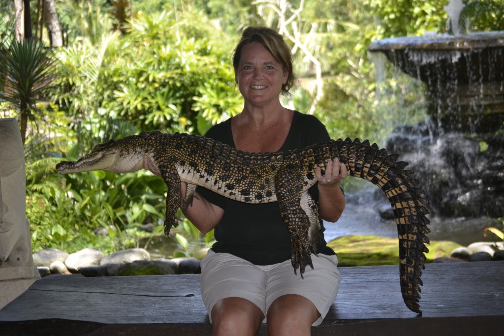 87 130107, D9 Holding the Crocodile, Bali Zoo, 1.7.13