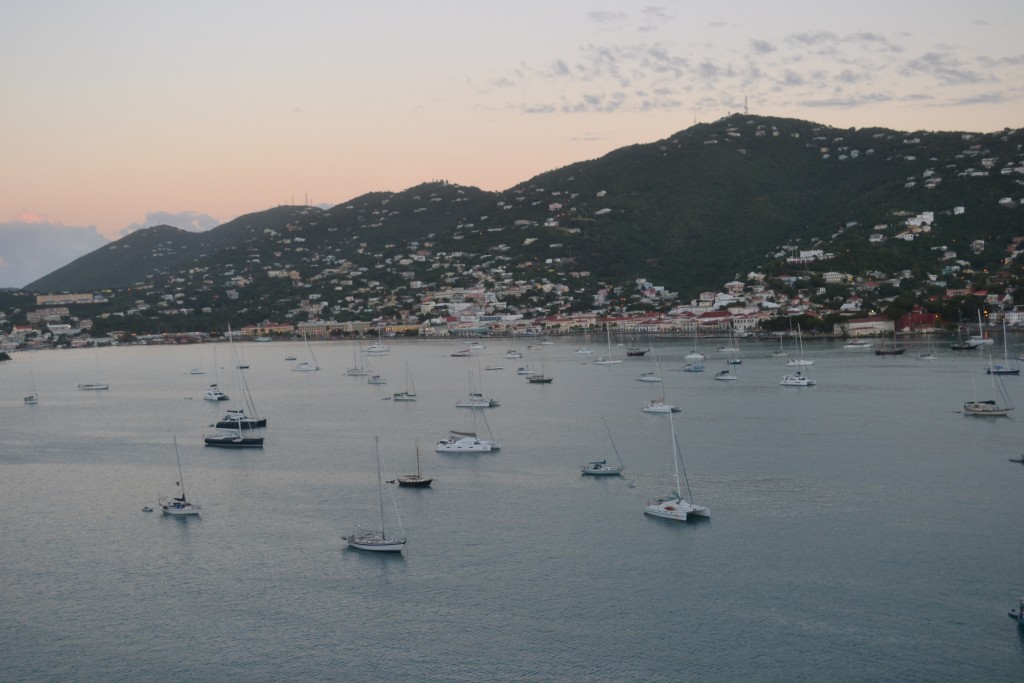 9 Sailboats drop anchor off of St. T, 1.25.16